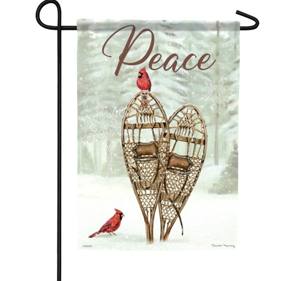 Winter Cardinal Snowshoe Peace Garden Flag - Picture 1 of 2
